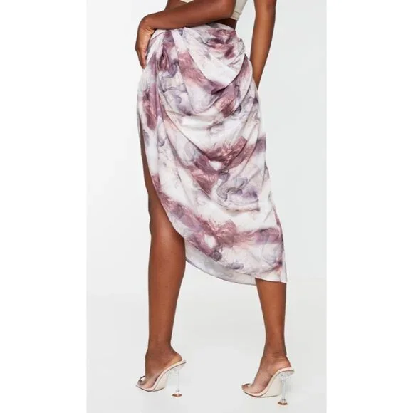 Ever New  Spring-Toned Multicolor Floral Lizzie drape thigh split midi skirt 2 - Picture 13 of 13